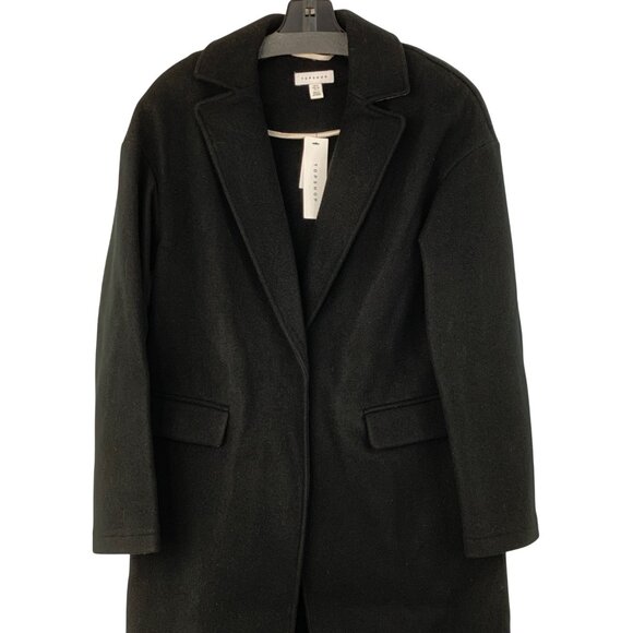 Topshop Womens Black Midweight Overcoat Size US 4 Wool Blend NWT Drop 8708 - Picture 13 of 13